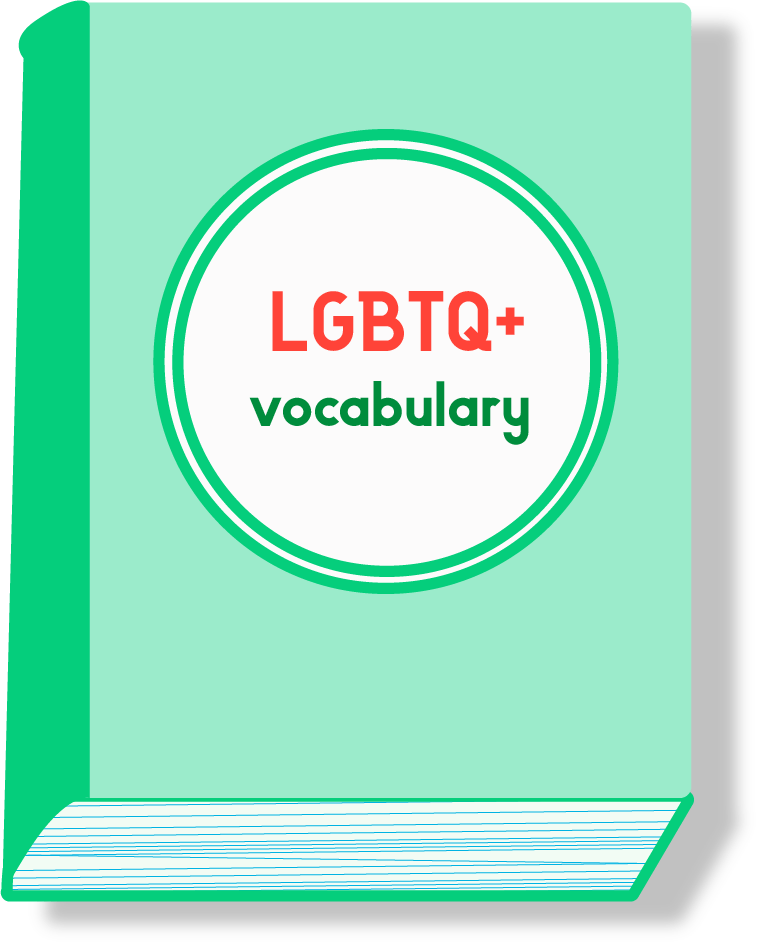 Teaching LGBTQ+ Health course graphic with book motif